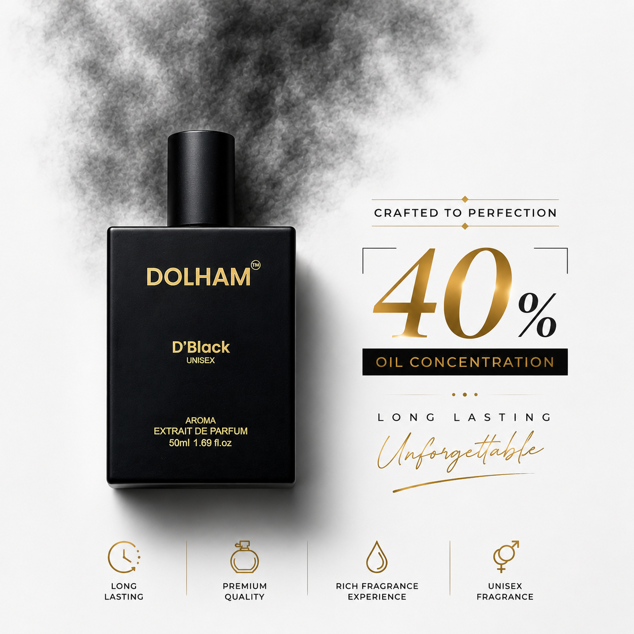 DOLHAM D'Black Unisex Extrait De Parfum - 50 ml