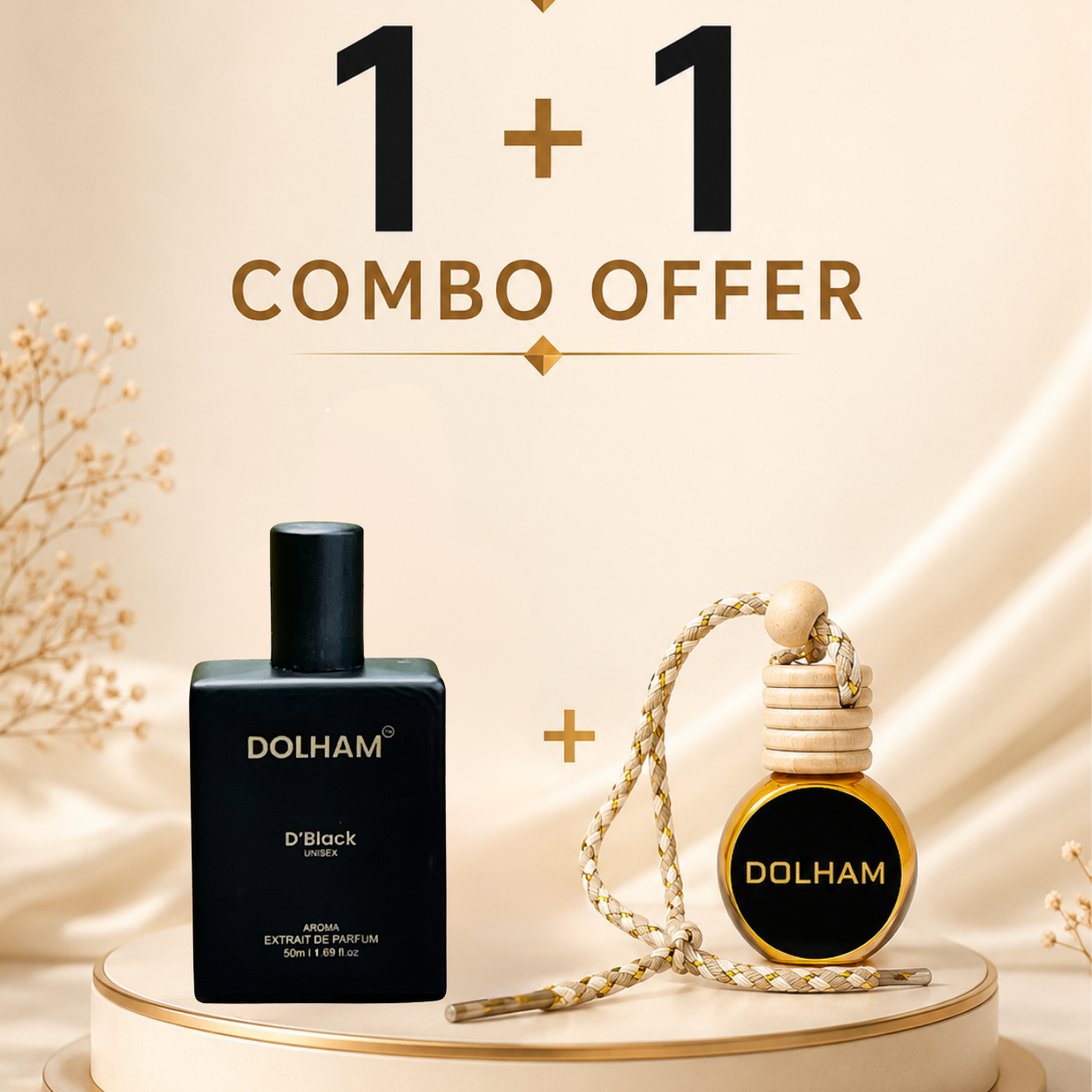 Dolham D’Black Unisex Perfume + Car Perfume Combo